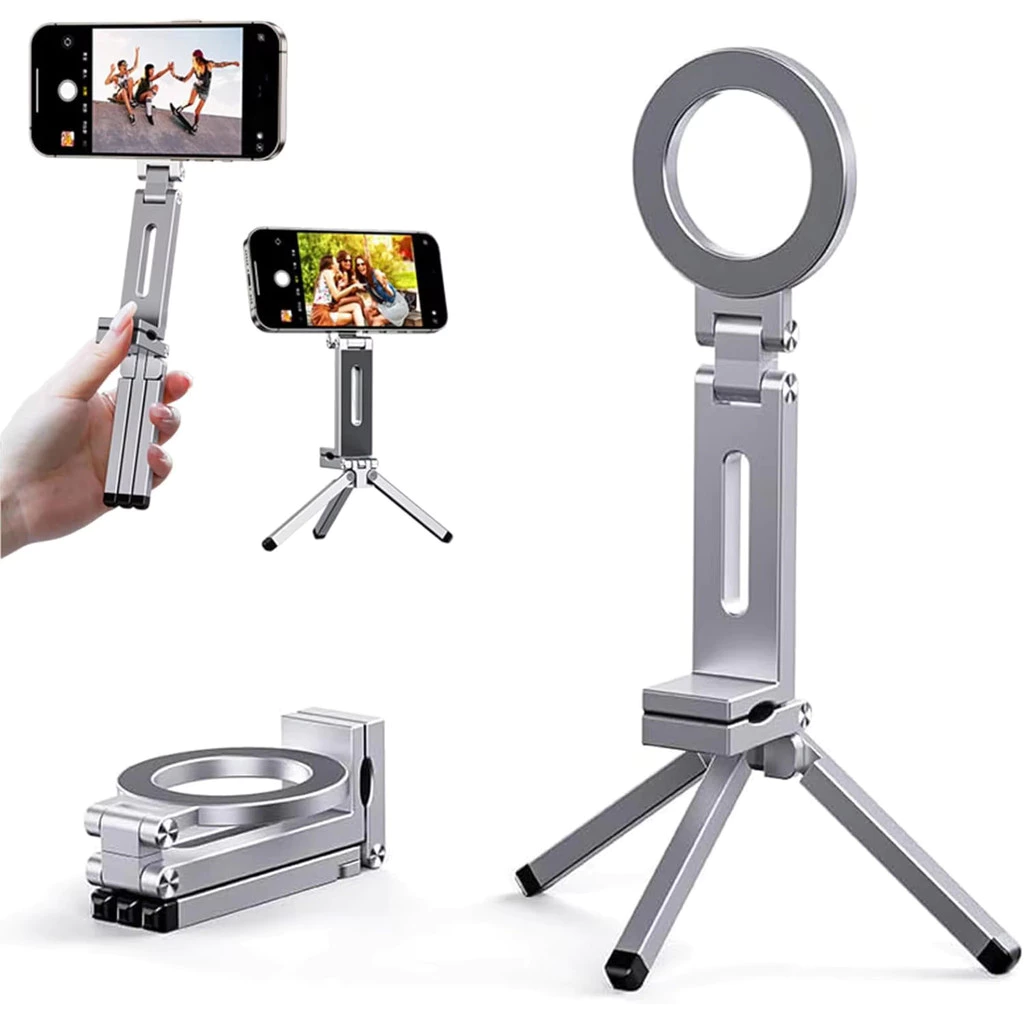 ที่วางโทรศัพท์แม่เหล็ก Carabiner-Mounted Phone Tripod ขาตั้งสมาร์ทโฟน แรงดึงดูดแม่เหล็กสองด้าน เล็ก