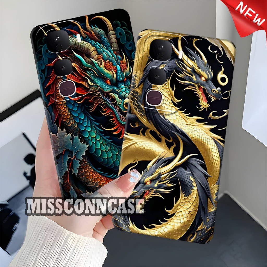VIVO Y400 4G/5G Softcase Casing - VIVO Y04S - VIVO Y04 - VIVO Y29 4G/5G Dragon Motif - เคสผู้ชาย - เ