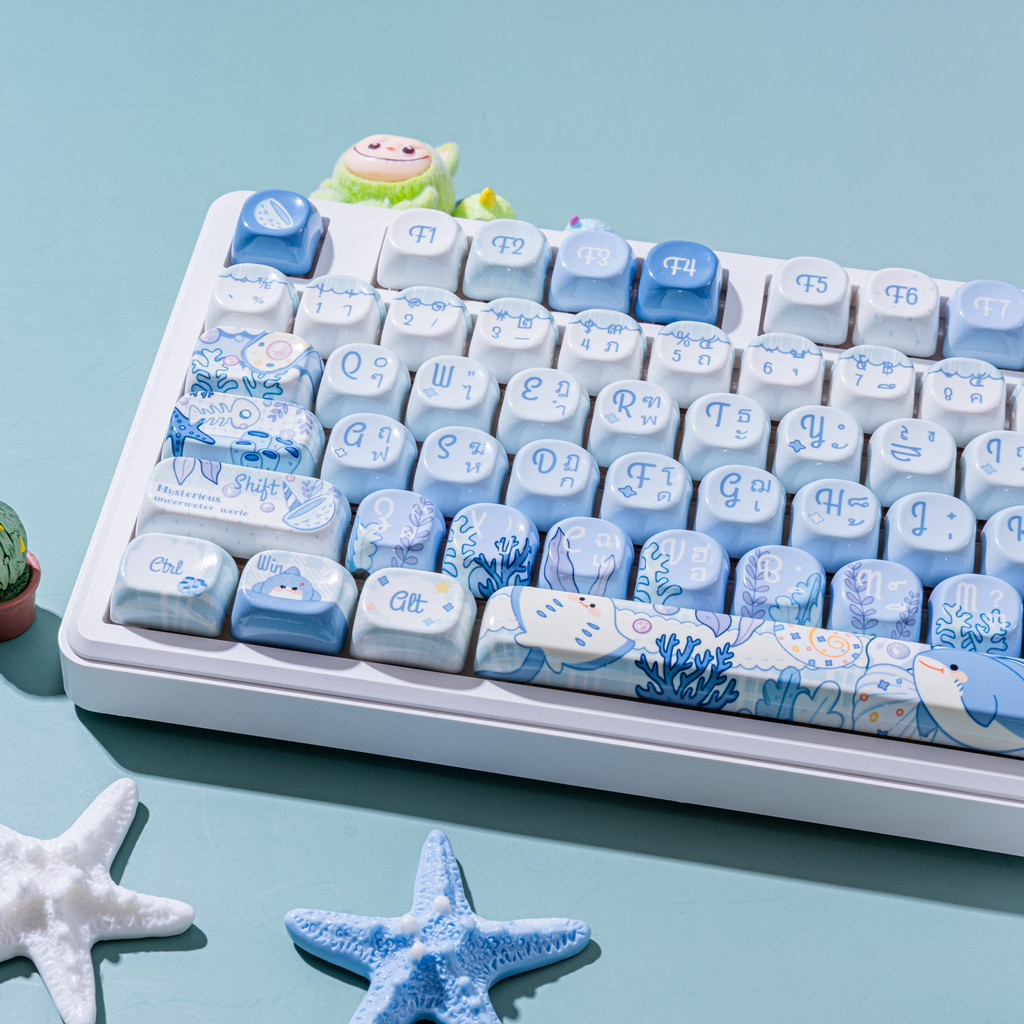 The Underwater World Keycaps เลียนแบบกระจกเซรามิคสไตล์ Keycap MOA โปรไฟล์ PBT DYE-SUB สําหรับแป้นพิมพ์เครื่องกลที่กําหนดเอง
