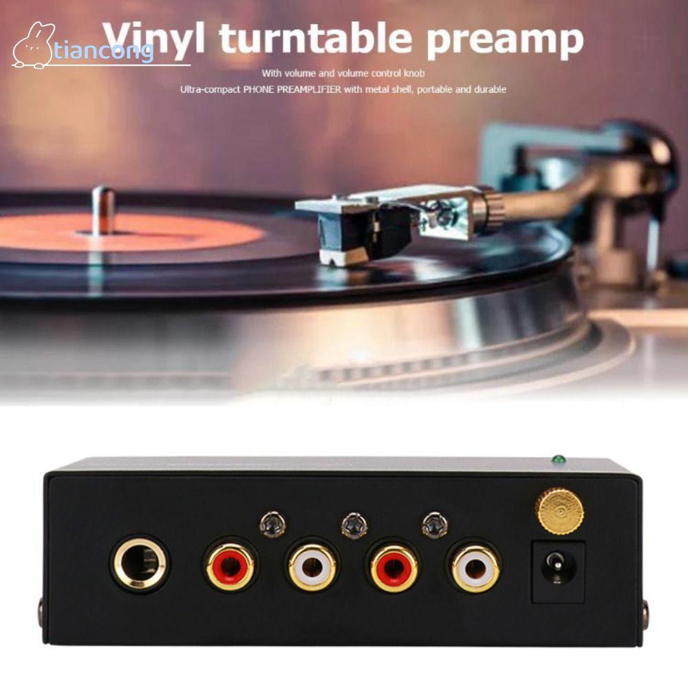 TIANCONG PP400 Phono Preamp Preamplifier, อินเทอร์เฟซ TRS สีดําขนาดกะทัดรัดพิเศษ Preamplificador, พร
