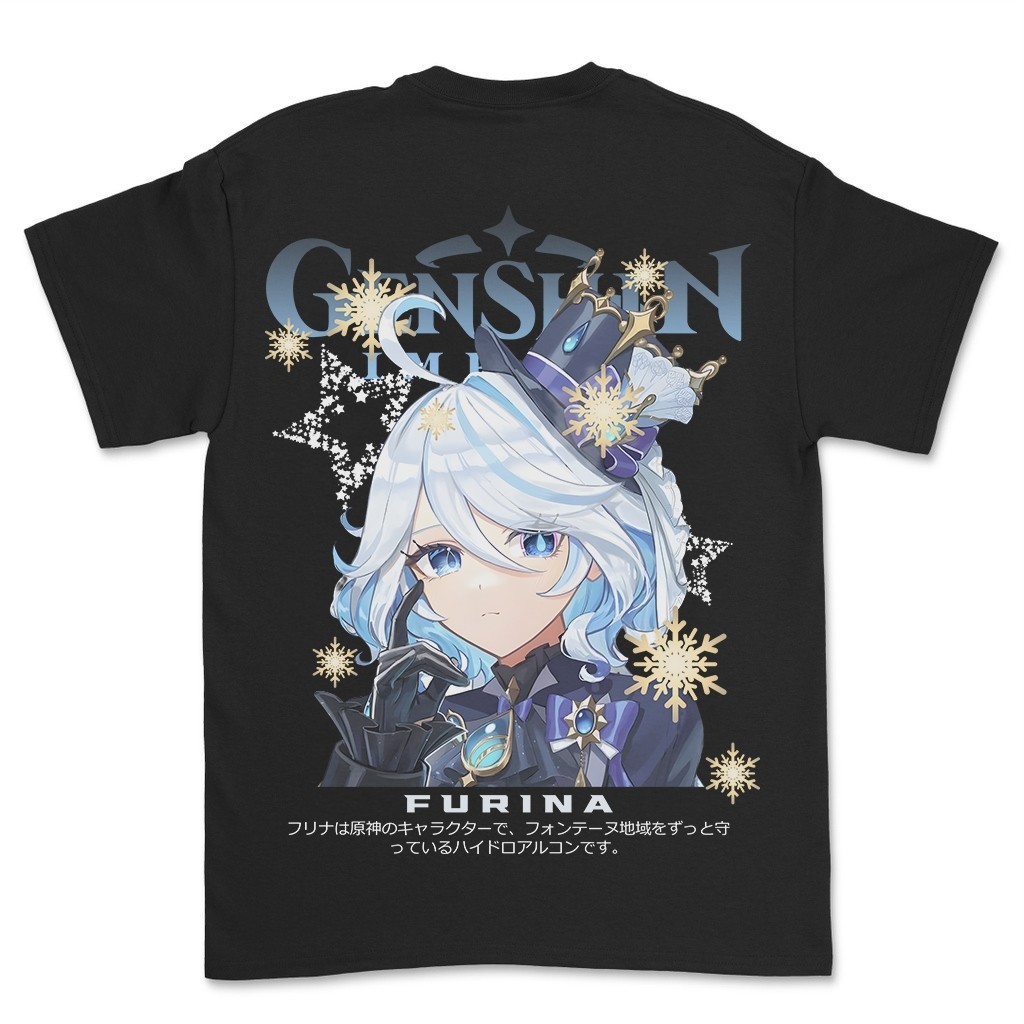 GENSHIN IMPACT FURINA Floros Hydro Archon เสื้อยืดอนิเมะ