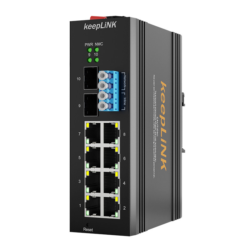 คุณภาพสูง Management Industrial Bypass Switch 8 10 100 1000 POE 2 SFP 2 Bypass Relay SNMP CLI WEB GU