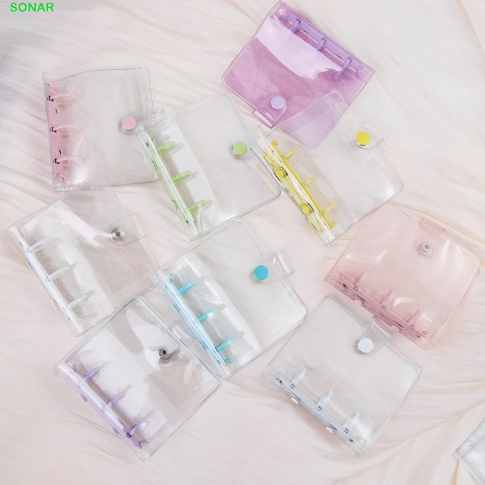 SONAR Binder Notebook Cover PVC Mini Notebook front Loose-Leaf Handbook Glitter 3 Hole Binder Clip