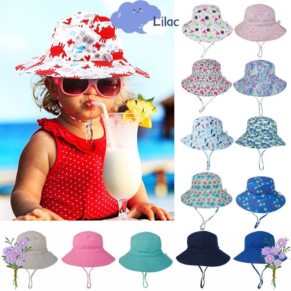LILAC 2 ชิ้นหมวก UV ป้องกันคอหูชายหญิงหมวกว่ายน้ําสําหรับ 0-8 ปีหมวกชายหาด