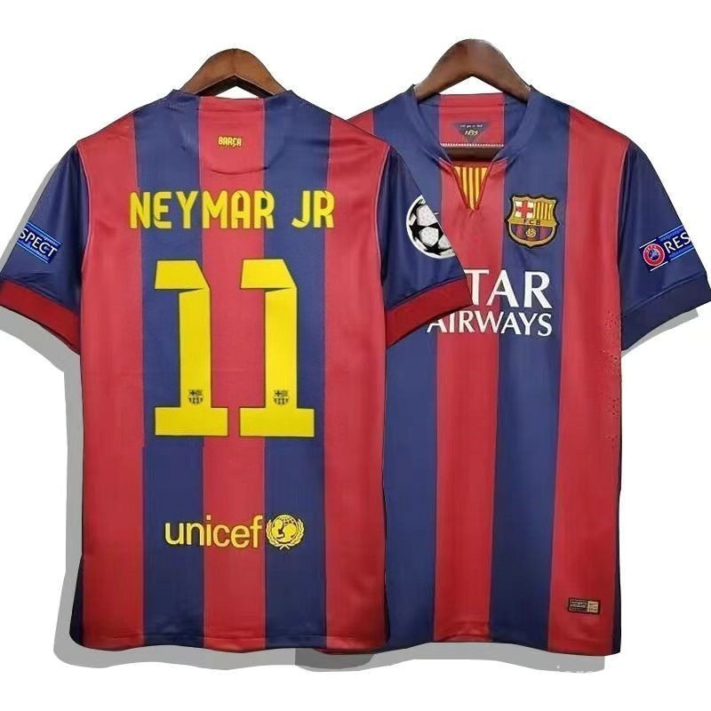 เสื้อฟุตบอลวินเทจบาร์เซโลนา ฤดูกาล 2014-15 ออกแบบเองสำหรับ Messi และ Neymar Jr.