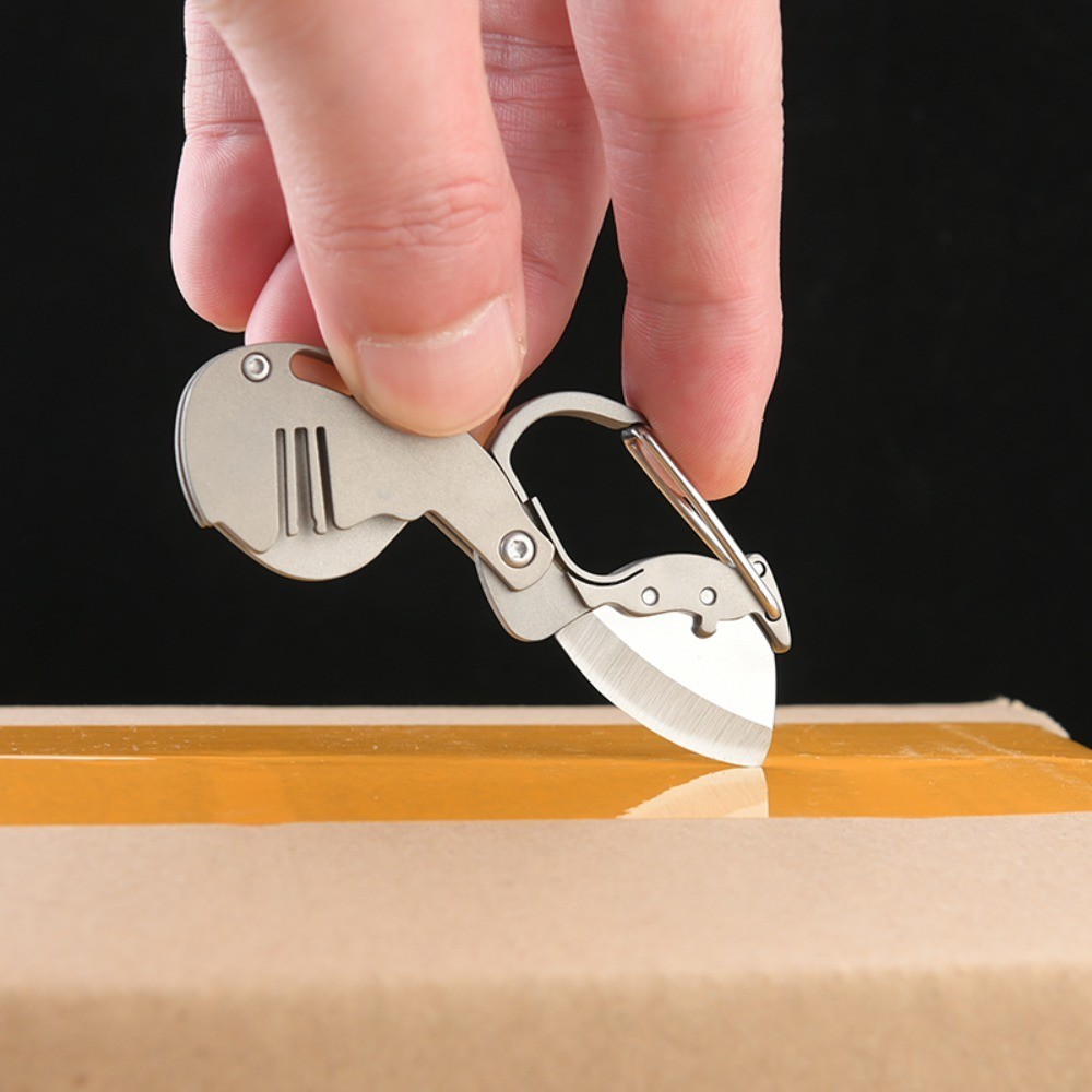 Titanium Alloy Multifunctional Keychain Knife Portable Folding Tool for Unboxing Unpacking Express Delivery