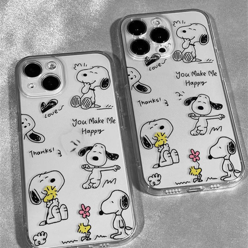 เคสกันเชื้อราลาย Snoopy น่ารักสำหรับ iPhone 11 Pro Max 17 Air 15 Pro Max 17 Pro Max 7 Plus 15 Plus 13 12 Pro Max Xr 16 P