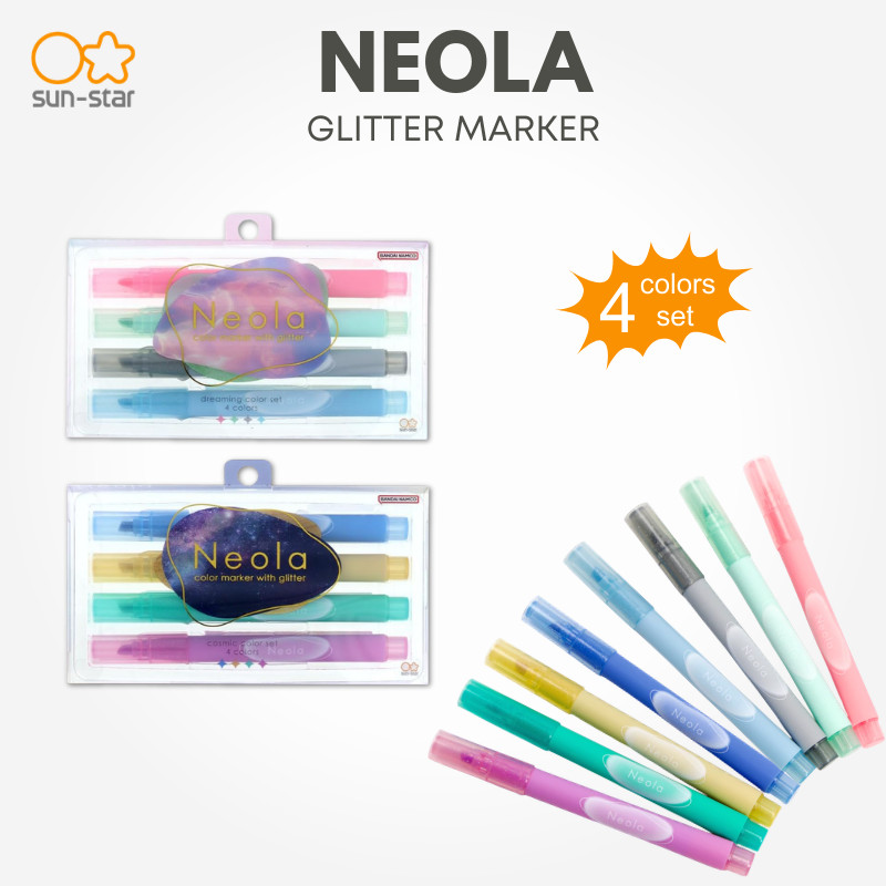 ชุดปากกาเขียนกลิตเตอร์ 4 สี รุ่น NEOLA จาก SUN-STAR Stationery เครื่องเขียนสำหรับไดอารี่/สมุดจดบันทึกจากญี่ปุ่น