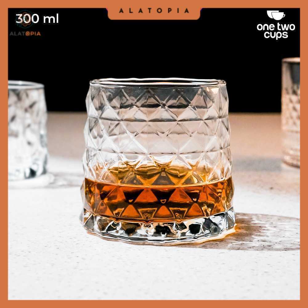 One Two Cups Whisky Cocktail Crystal Diamond Rock Glass 300ml - YJ-30
