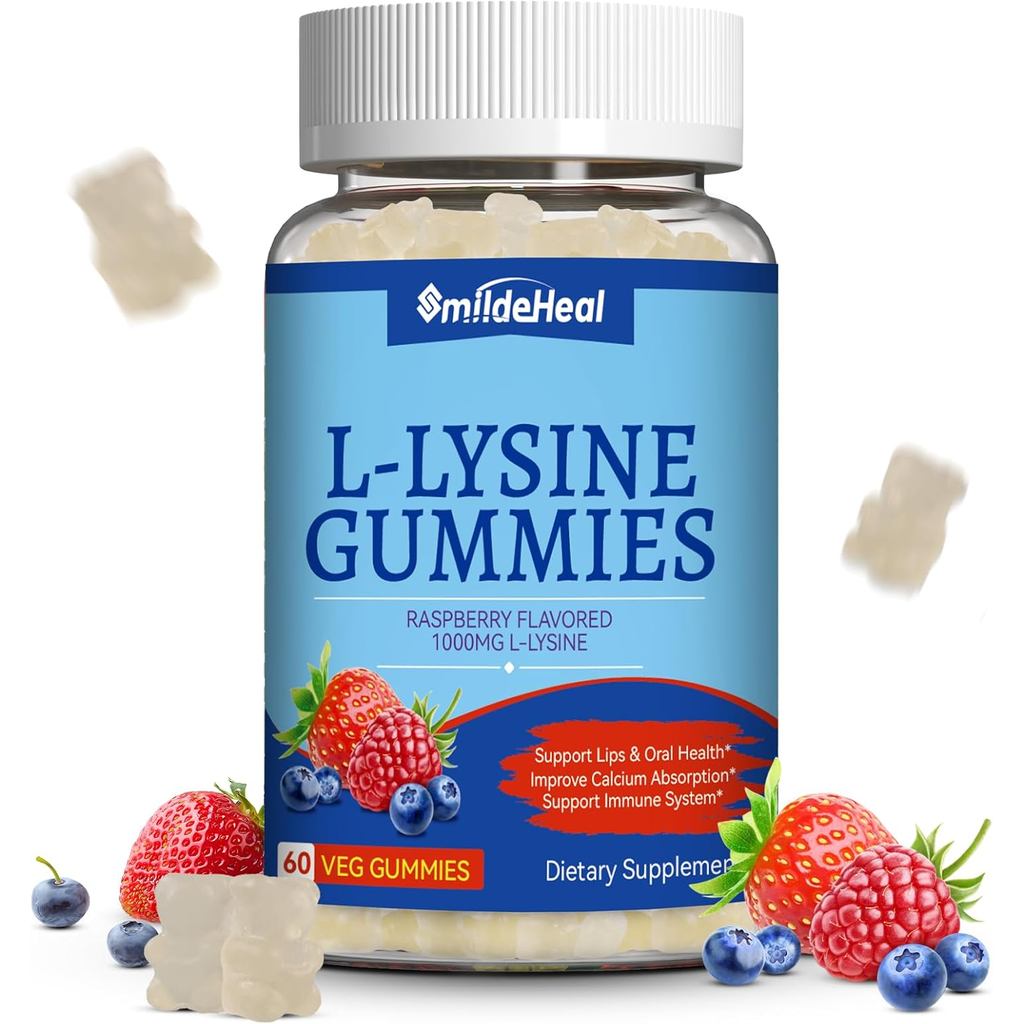 1,000มก.LL-L-Lysine Gummies, Chewable LL-60 แคปซูลสําหรับรองรับภูมิคุ้มกัน,รองรับการสร้างคอลลาเจน,มั