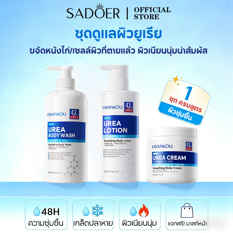 SADOER Urea Body Lotion เซ็ตครีมยูเรีย ปรับปรุงผิวเปลือกไก่ ขจัดเซลลูไลท์ ผิวชุ่มชื้น 48H (3ชิ้น)