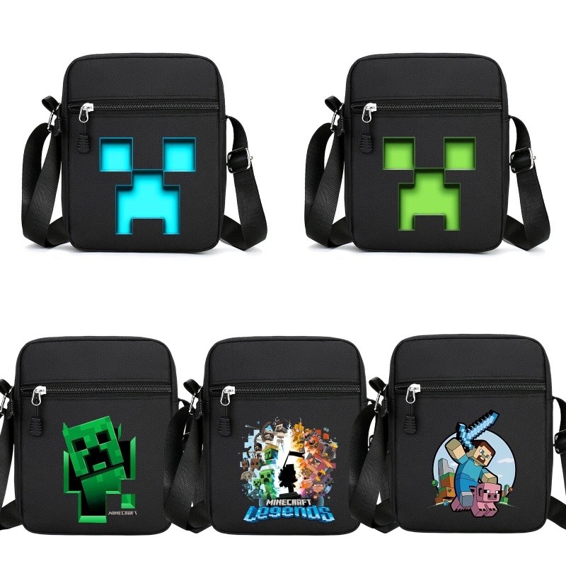Minecraft ใหม่การ์ตูนคุณภาพสูงพิมพ์สแควร์ผ้าใบกระเป๋า Crossbody Multi functional ผู้ใหญ่และเด็ก Travel Dressing ของขวัญวันเกิด