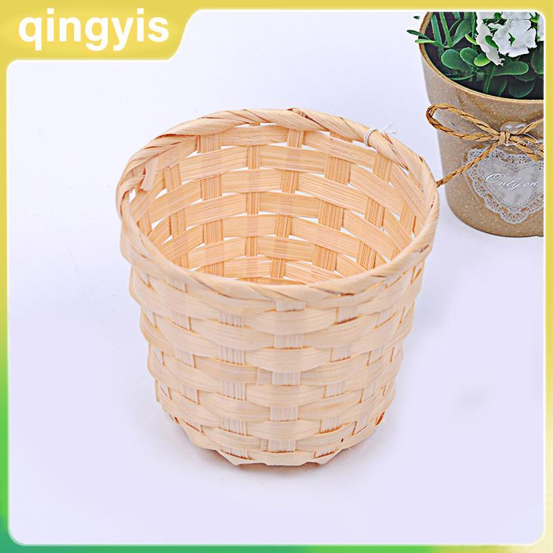 [qingyis] ใหม่ Handmade ไม้ไผ่หม้อ Wier ตะกร้าฟาง Patchwork Wier หวาย Seagrass Storage Organizer เนอ