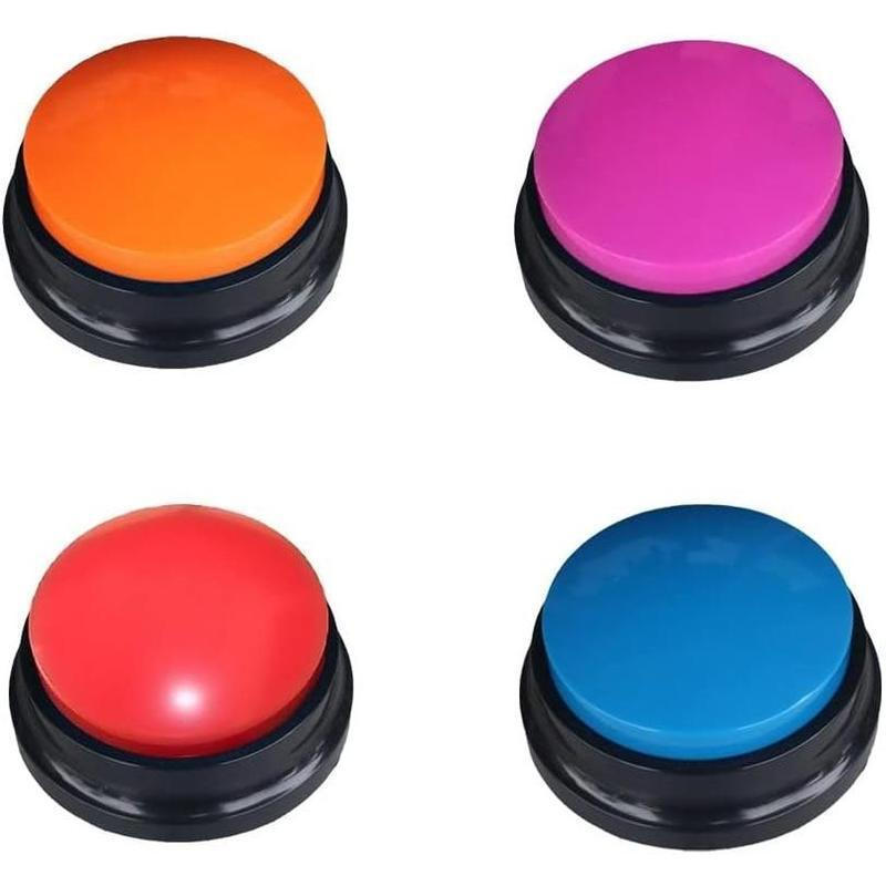 4 Color Voice Recording Buttons - Dog Communication Training Buzzers, 30-Second Record & Playback, F