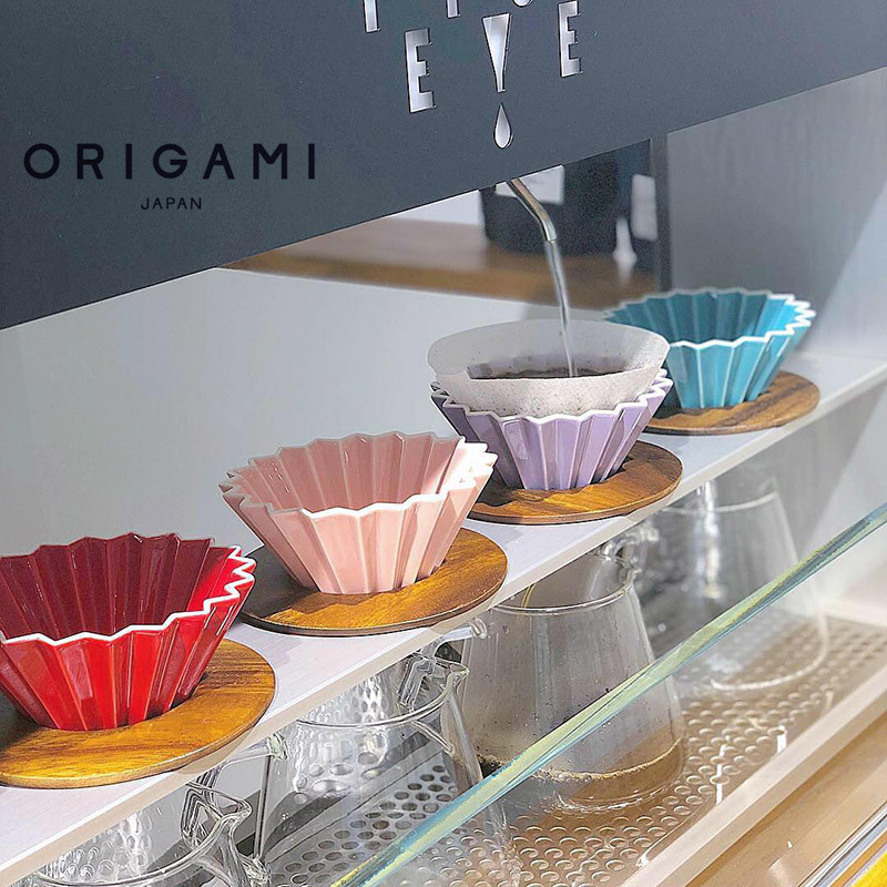 Spot Goods#Japan ORIGAMI Origami filter cup Ceramic V60Cone-shaped cake coffee filter cup Mino ware 