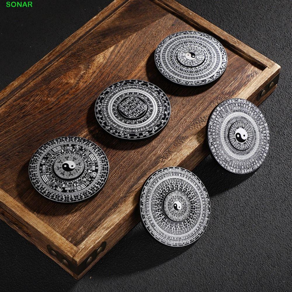 SONAR Tai Chi ปลายนิ้ว Gyro, อลูมิเนียมอัลลอยด์มือถือ Finger Spinner, Feng Shui สไตล์จีน Bagua รูปแบบหมุนของเล่นผ่อนคลาย Decompression