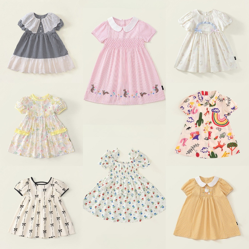 ชุดเจ้าหญิงแขนสั้นกระโปรงสำหรับเด็กหญิง ออกแบบใหม่ในสไตล์แฟชั่นฤดูร้อน