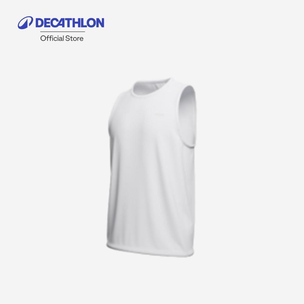 Decathlon Men'S Running Tank Top Kiprun Run 100 เสื้อกล้ามวิ่งสำหรับผู้ชายรุ่น Run 100 - White