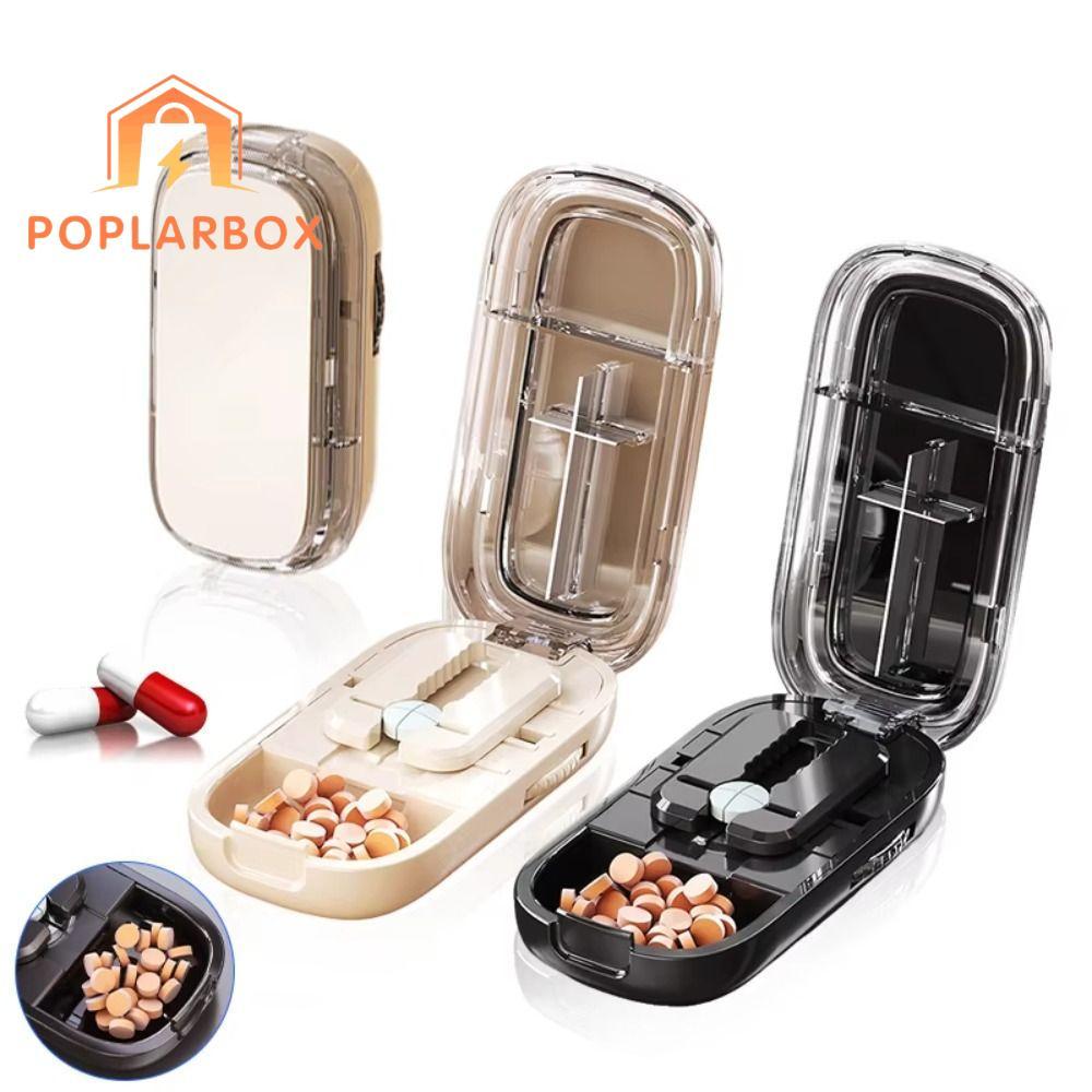 EPTRO Quartering Pill Cutter, Divider Organizer ยาแท็บเล็ตกล่องเก็บยา,กันฝุ่น Crusher Pill Cutter สํ