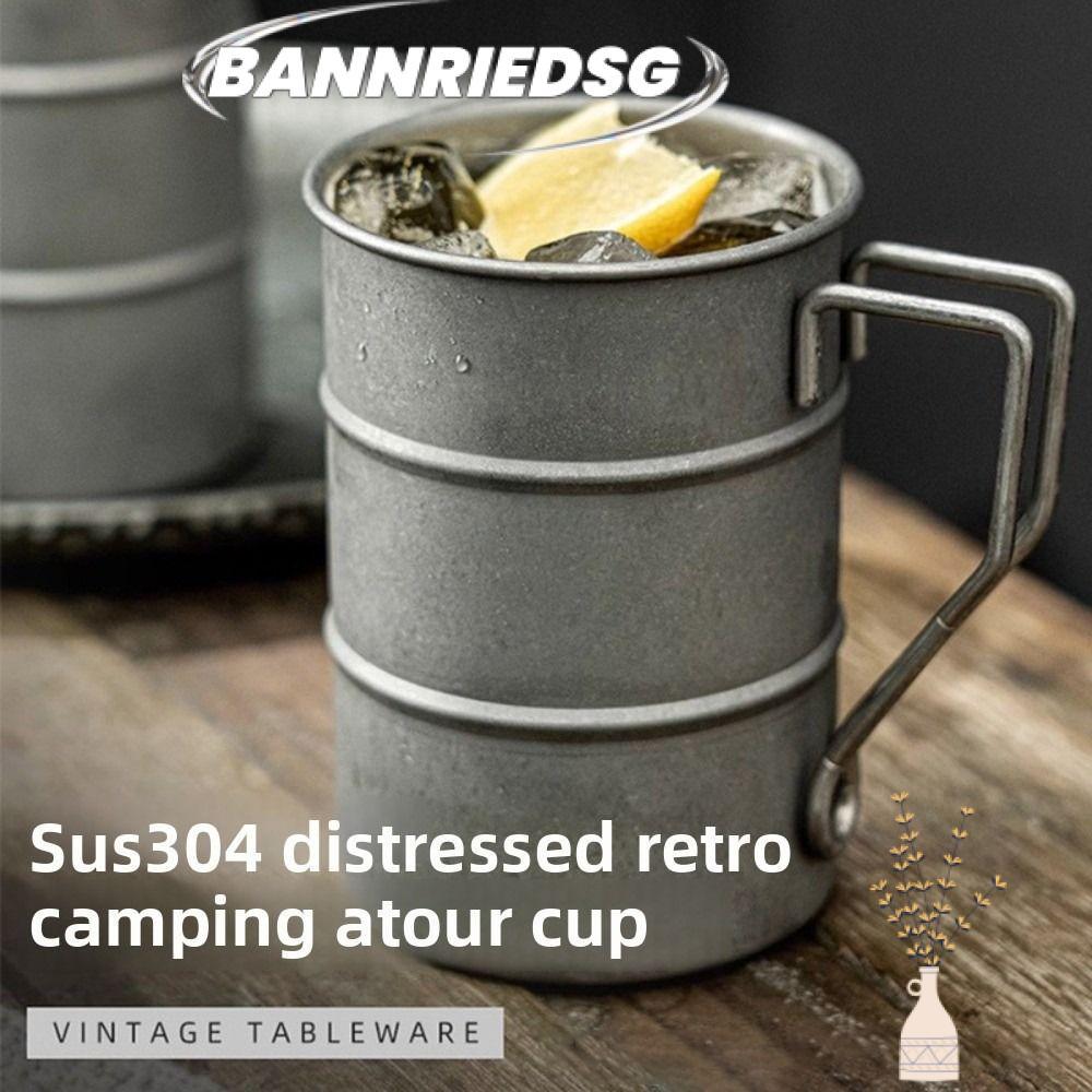 BANNRIEDSG989YR ถ้วยน้ํา, แก้วสแตนเลส 380/500 มล., แก้วเบียร์ย้อนยุคแบบพกพาสําหรับปิกนิกกลางแจ้ง