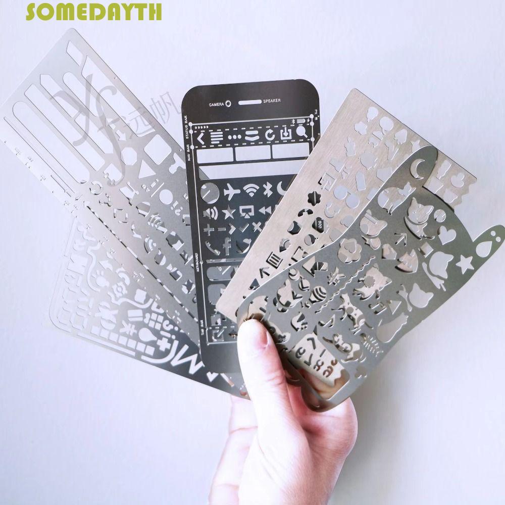 SOMEDAY Hollowed Out Ruler, Cat Shape School Projects Template Ruler, Creative Smooth Surface Vintag
