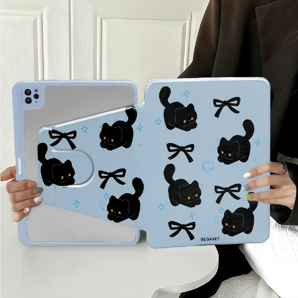 360° หมุนอะคริลิคการ์ตูนแมวสําหรับ Honor Pad 10 Pad 9 V8 Pro 12.1 นิ้ว Pro Flip Stand ปลอก HEY3-W00 