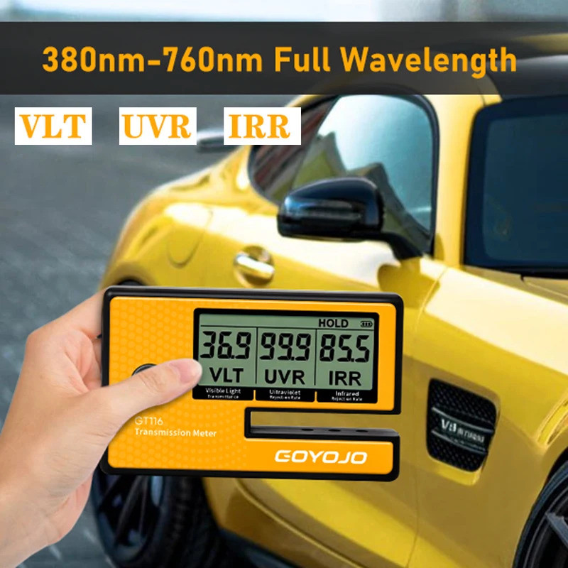 ความแม่นยําสูง GT116 คําแก้ว Window Tint Meter ฟิล์มพลังงานแสงอาทิตย์ Transmission Meter VLT UV IR R