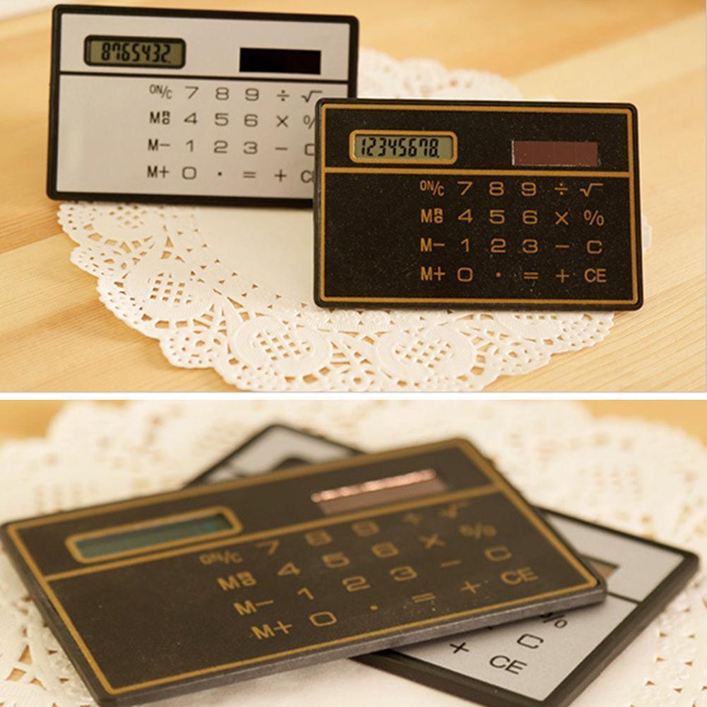 Pocket Solar Powered Slim บัตรเครดิต Sized 8 หลัก Office Mini Home เครื่องคิดเลข T8v4