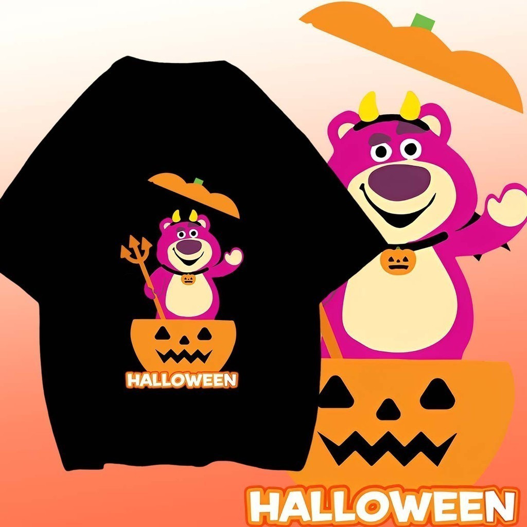 เกาหลีใต้ 2026 (จัดส่ง 24 ชั่วโมง) Maise STUDIO เสื้อเชิ้ตผ้าฝ้ายธีมฮาโลวีนของผู้หญิงหมีสตรอเบอร์รี่