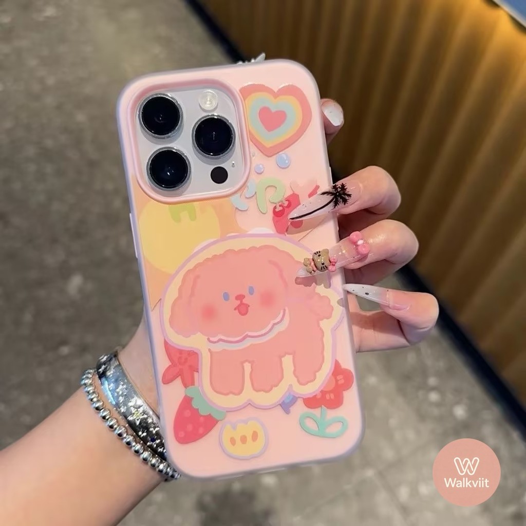สำหรับ OPPO A6X A60 A58 A3 A38 A5i A57 A16 A54 A76 A52 A18 A3s A31 A15 A17การ์ตูนลูกสุนัขน่ารักผลไม้ ใหม่ 2 ใน 1 ปกนุ่ม
