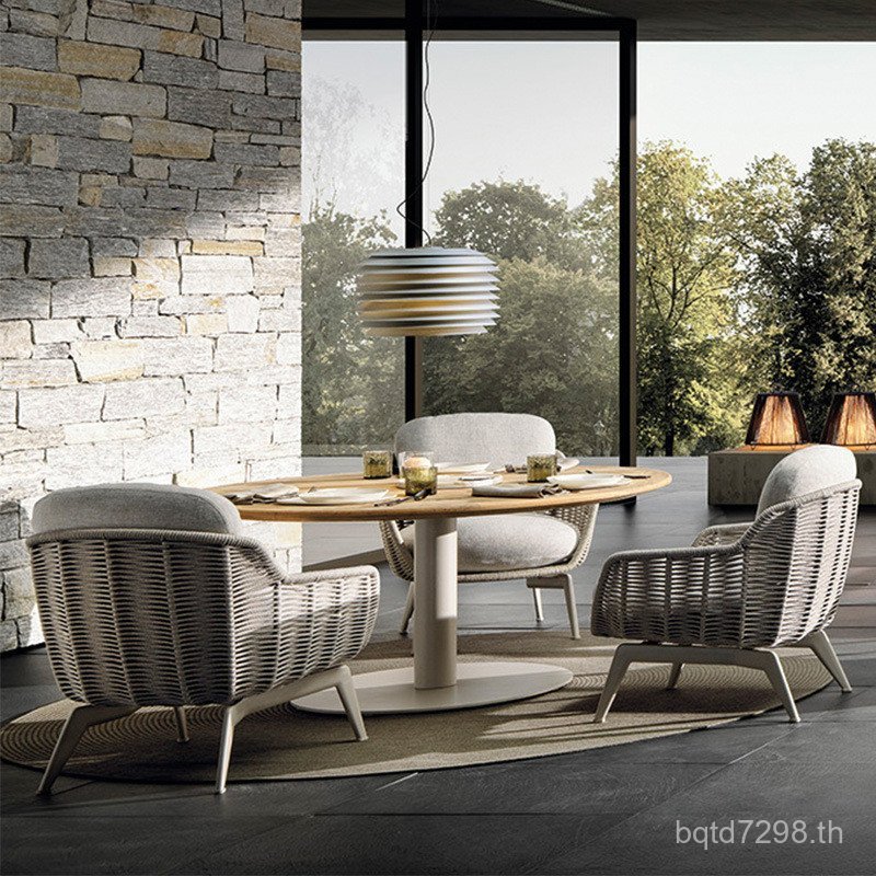 Nordic หวายระเบียง Cross-Border Courtyard เฟอร์นิเจอร์กลางแจ้ง B & B โซฟาโซฟาไม้สัก Villa สวนกลางแจ้