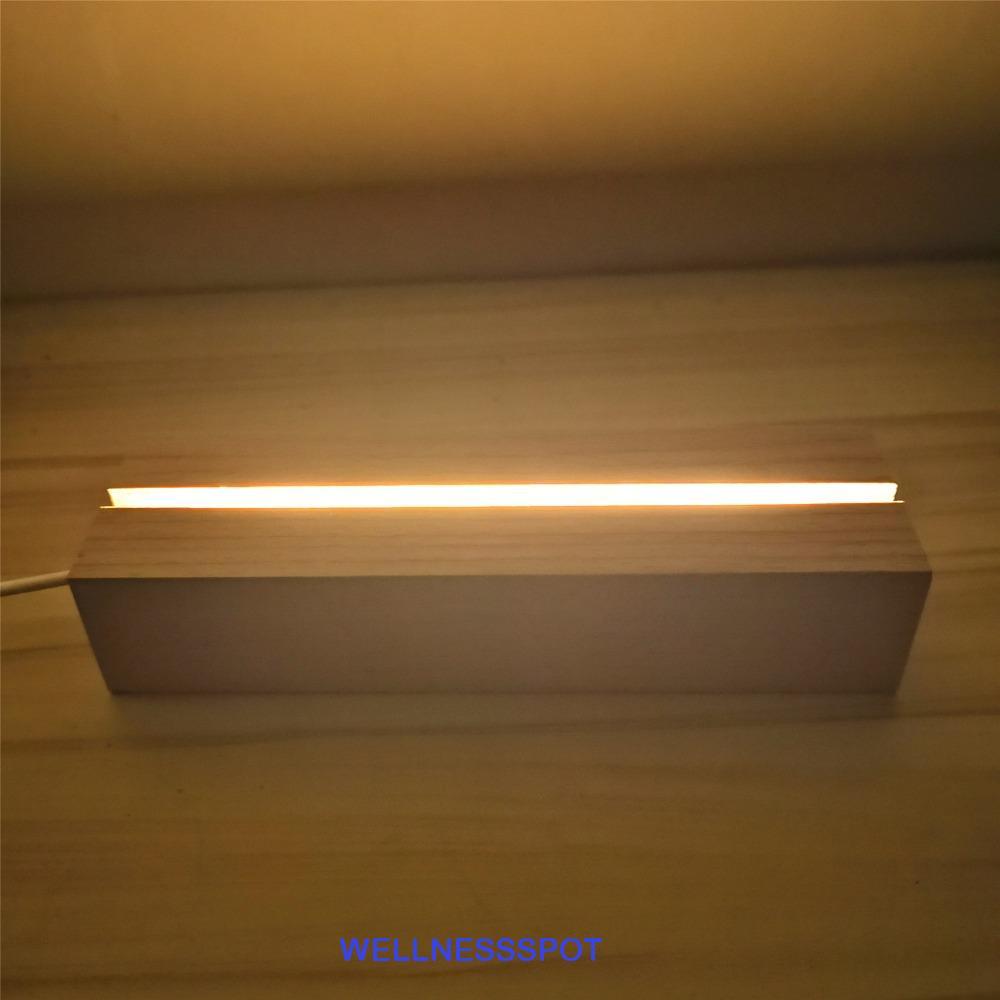 WELLNESSSPOT ที่วางไฟ LED ไม้ DIY ฐานส่องสว่างจอแสดงผลแสงอบอุ่น/สีขาวห้องสี่เหลี่ยมผืนผ้าฐานไฟกลางคืน