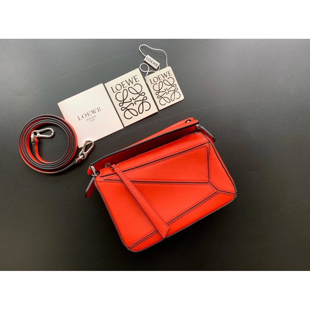 Loeway Bag puzzle Female Bag Big Red Classic All-Match Female Bag Geometric Bag