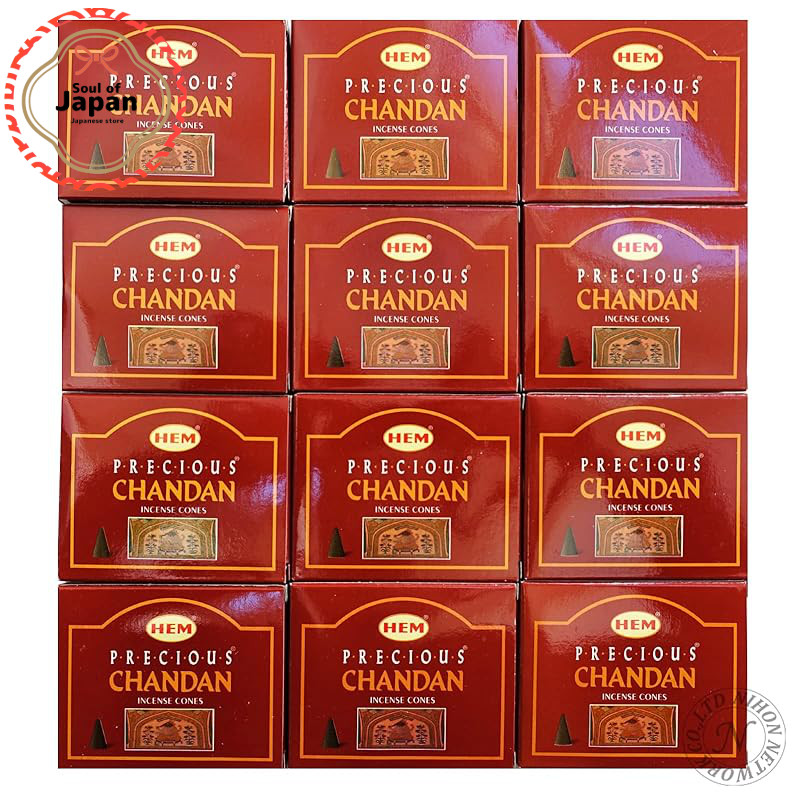 Hem Precious Chandan Incense Cones Set of 12【Direct from Japan】
