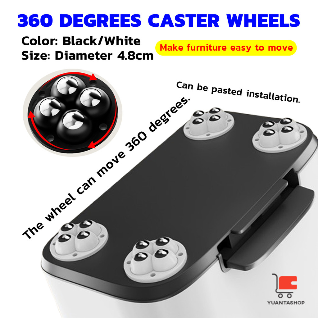 YT ล้อติดเฟอร์นิเจอร์ แบบไร้เสียง 360° ล้อลูกกลิ้ง 4pcs ล้อสีดำ ล้อสีขาว ลูกล้อขนาดเล็ก Furniture casters