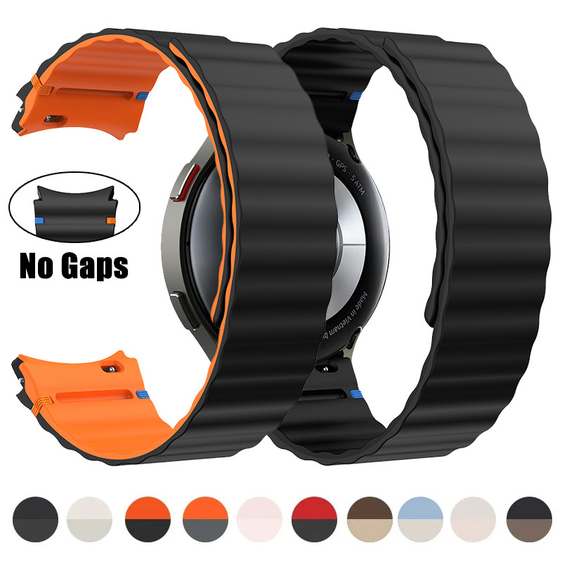 SAMSUNG สายแม่เหล็ก ซิลิโคน สําหรับ Galaxy Watch 7/6/5/4 40มม. 44มม. / 6 คลาสสิก 43มม. 47มม. ไม่มีช่องใส่