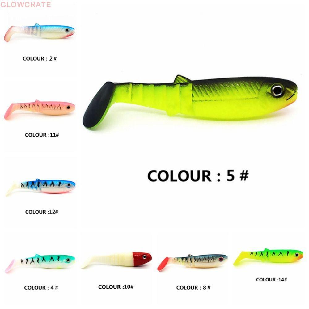 GLOWCREATEBF 5PCS T-tail Wobblers, 8 ซม./6g ซิลิโคน T-tail เหยื่อ, ตกปลาหนอน Pesca Biomimetic Soft Lures Jig Head