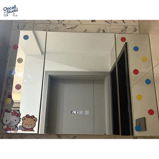 สติ๊กเกอร์แต่งกระจก Hello Kitty สีสันสดใส 🪞 กันน้ำ ลอกออกไม่ทิ้งคราบกาว ตกแต่งห้องน้ำน่ารัก