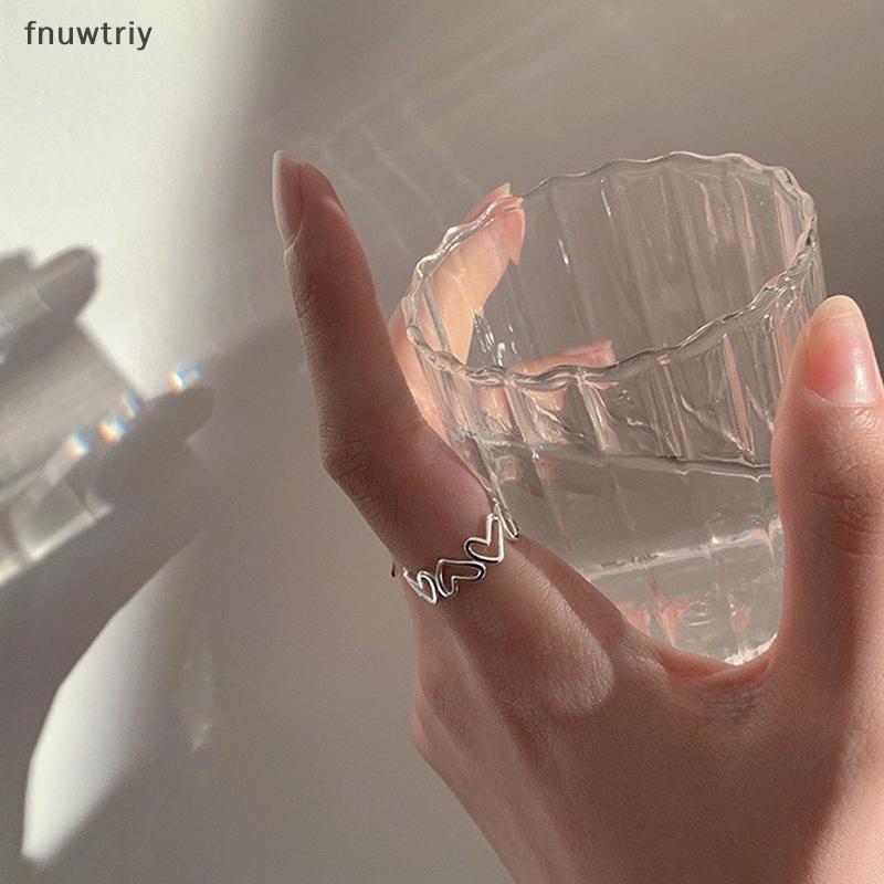 [fnuwtriy] 2PCS แฟชั่น Hollow Out Love Heart แหวนบุคลิกภาพเรขาคณิตแหวนเปิด Niche Index Finger แหวนแฟ