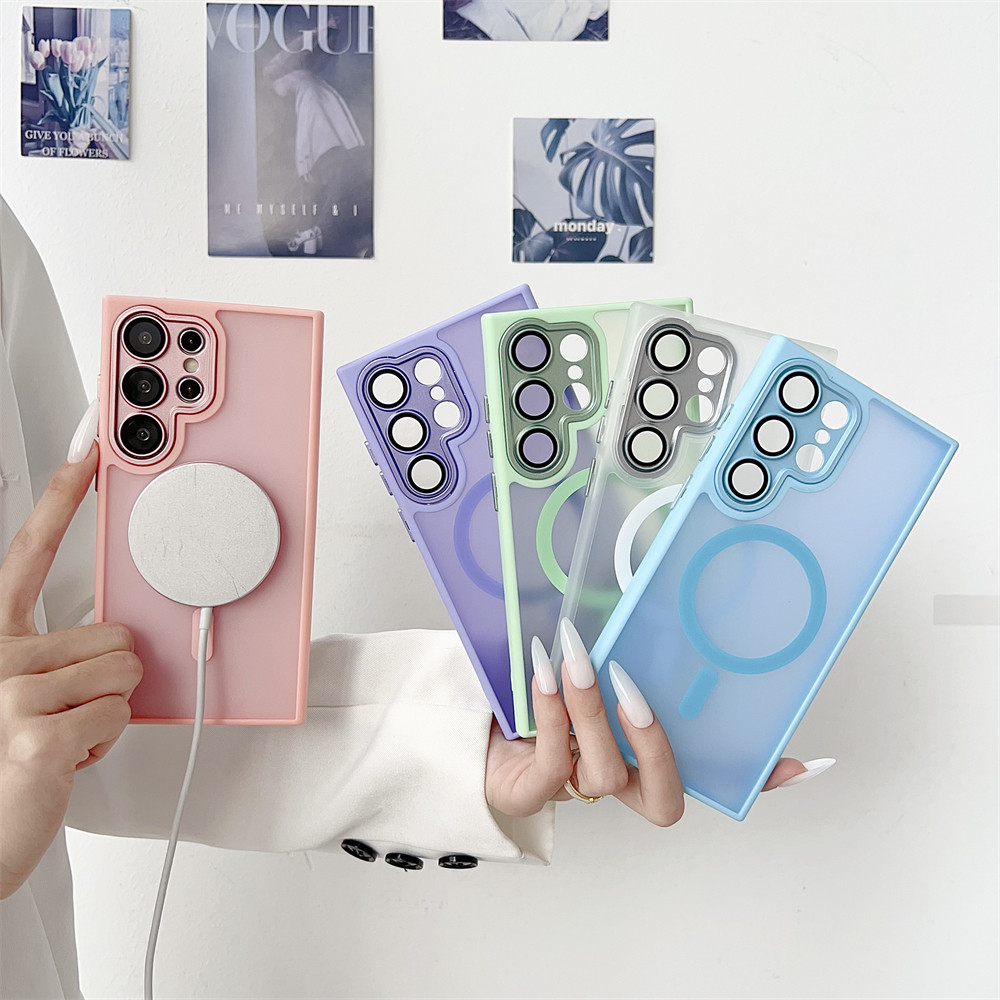 พร้อมตัวป้องกันแว่นตากล้องเคสโทรศัพท์สําหรับ Samsung Galaxy S26 Ultra S26 + S25 FE Plus Edge 5G ปลอกแม่เหล็กกันกระแทกฝาครอบสีดํา