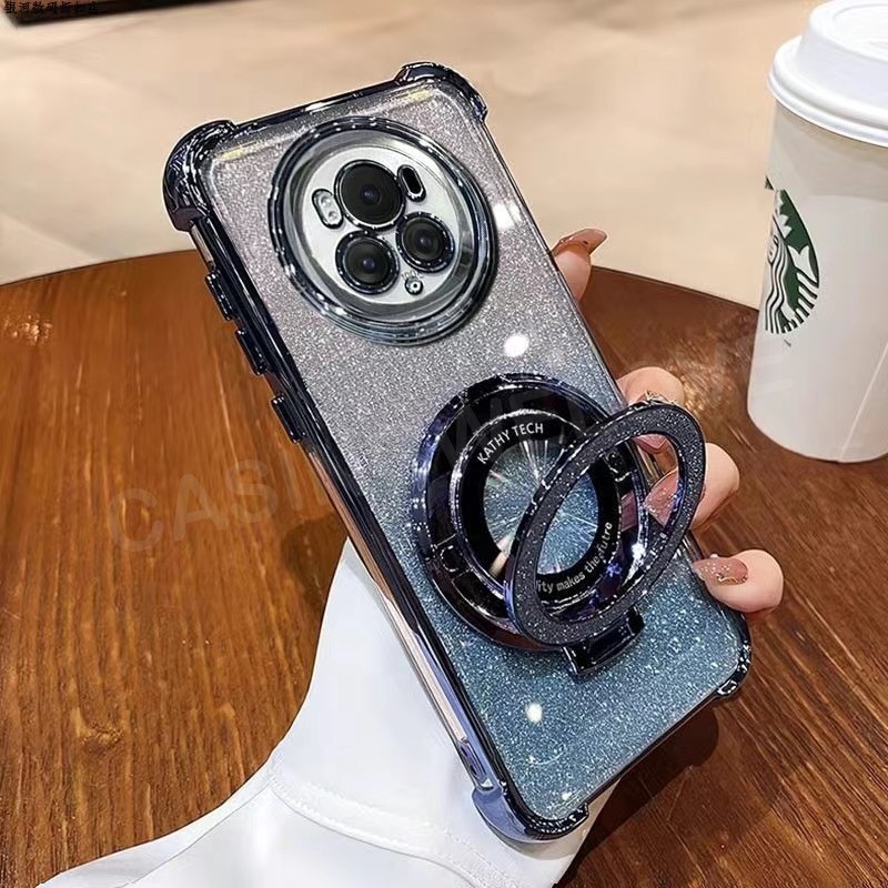 เคสโทรศัพท์สําหรับ Honor Magic6 Pro Magic 8 7 Lite 6 Pro 5 Lite 5G 4G ซิลิโคน Glitter Bracket เคสโทรศัพท์สี่มุมถุงลมนิรภัยกันกระแทกปลอกโทรศัพท์ฝาหลัง ราคา ถูกที่สุด ดีลบีเคเค แกลเลอรีภาพที่ 2