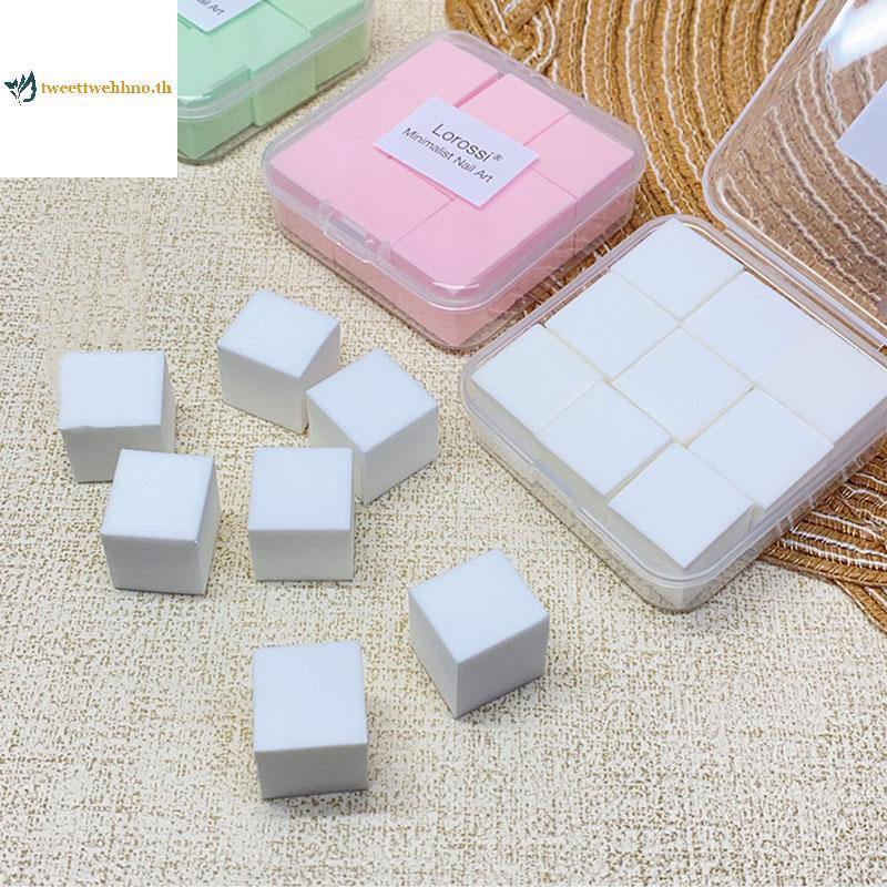 Tweetwehhno 2 ซม./0.79in Soft Nail Art ฟองน้ํา 9 ชิ้น/กล่องเล็บ Stamper Gradient Effect ภาพวาดเจล Ha