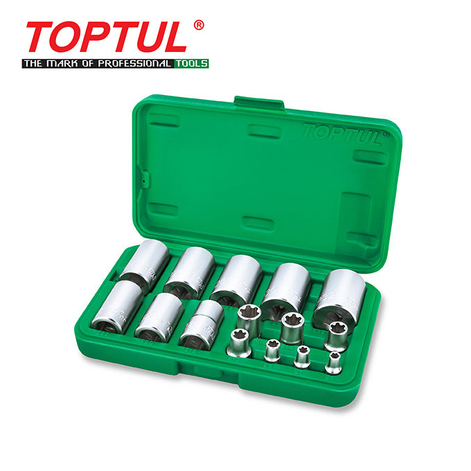 TOPTUL 15PCS 1/4", 3/8" & 1/2" DR. ชุดเต้ารับ Torx Plus EP GAAI1501