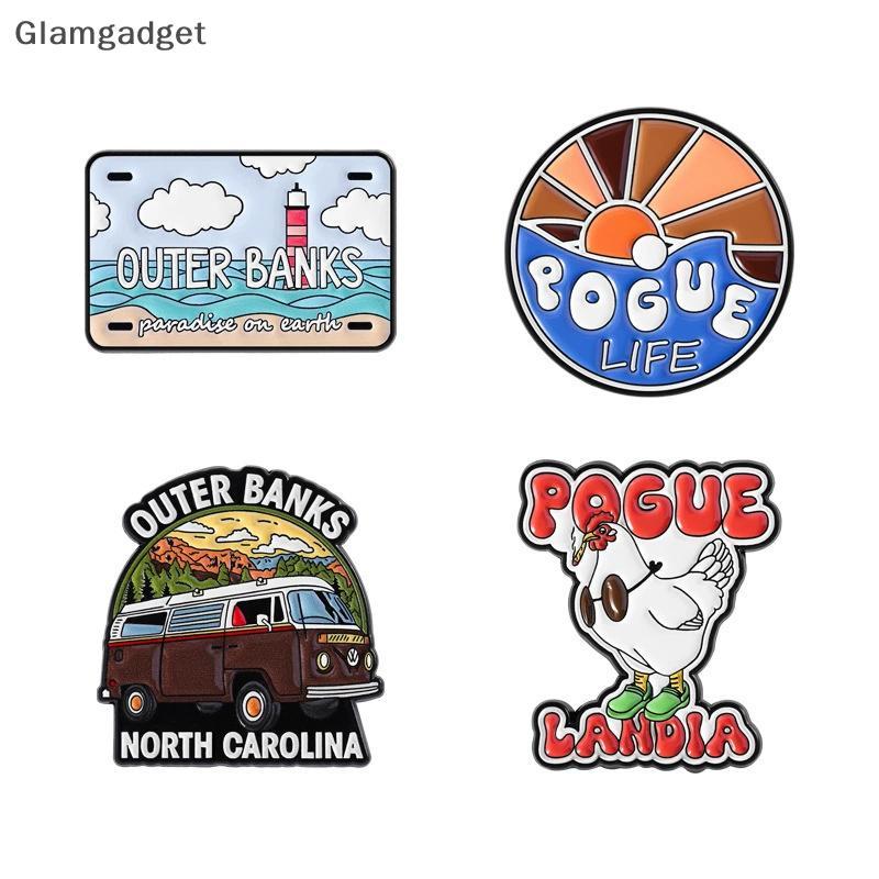 [Glg] Outer Banks Enamel Pins Outer Banks North Carolina Coastal Travel Beach Vibes เข็มกลัดป้ายปกเค