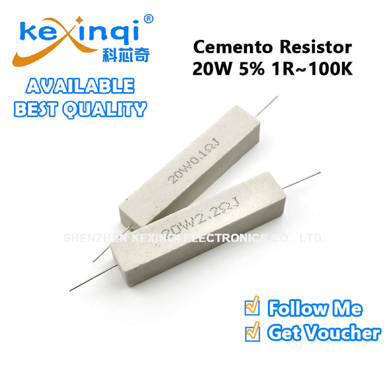 (1 ชิ้น) 20W Cemento Resistor Power Resistance 5% 1R 2.2R 4.7R 10R 27R 33R 68R 100R 680R 1K 10K 47K 