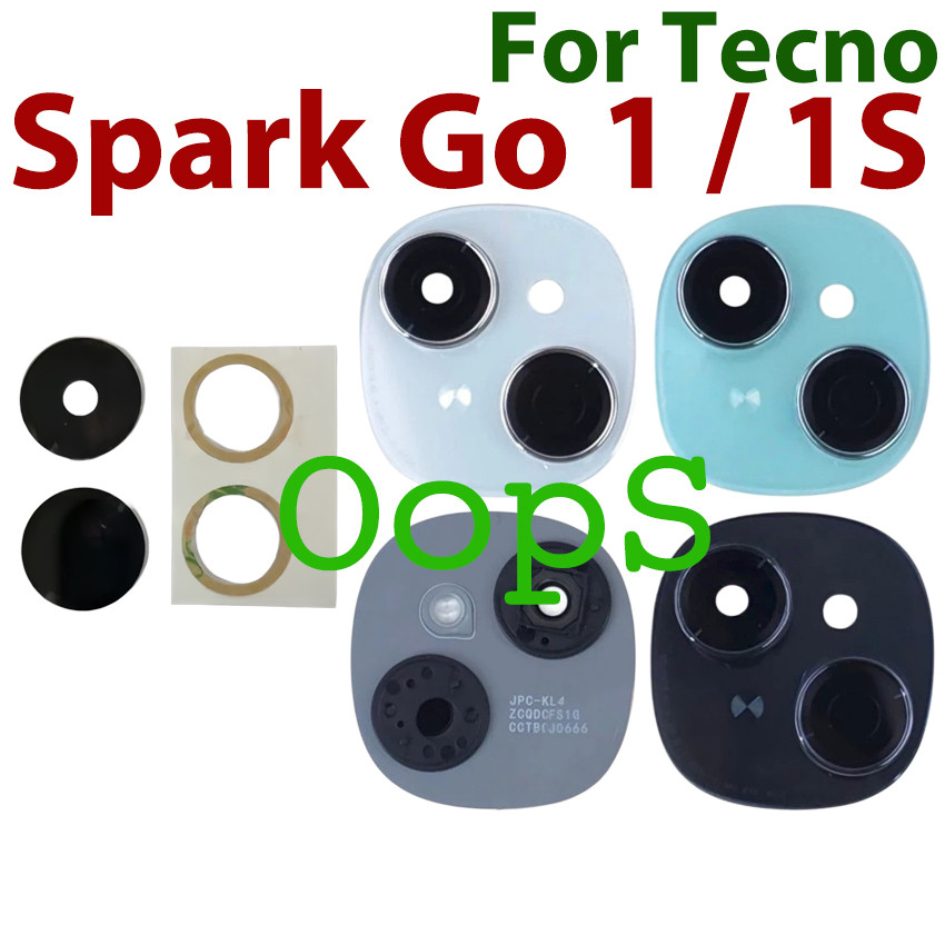 กระจกกล้องเลนส์กรอบพร้อมฝาครอบสําหรับ Tecno Spark Go 1 1S KL4 กลับกล้องเลนส์กรอบโทรศัพท์เปลี่ยน KL4 