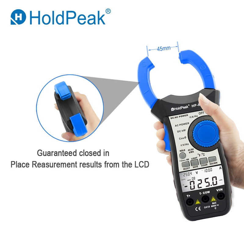 HoldPeak HP-870P Power Clamp Meter AC/DC โวลต์มิเตอร์ 999.9A แอมป์มิเตอร์เครื่องทดสอบอิเล็กทรอนิกส์ม