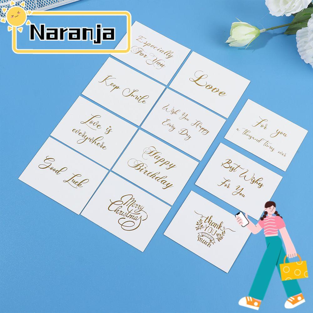 NARANJA 50 ชิ้นการ์ดอวยพรสีขาว 6x8 ซม.การออกแบบที่เรียบง่ายงานแต่งงานปั๊มทอง