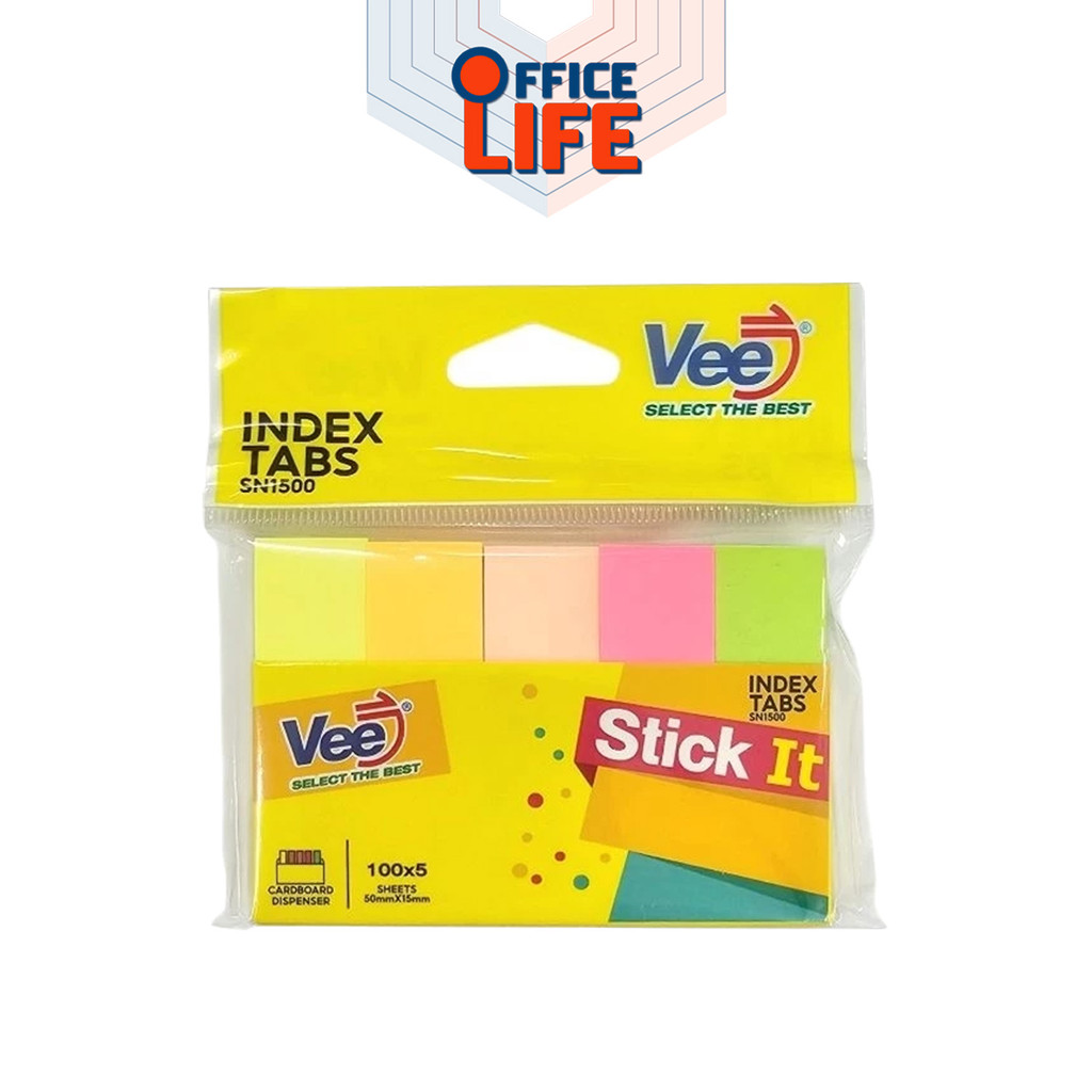 Vee (วี) กระดาษโน้ต โพสต์อิท Sticky Note รุ่น VB-SN1500 สีนีออน 5 สี 100 แผ่น (1 แพ็ค)