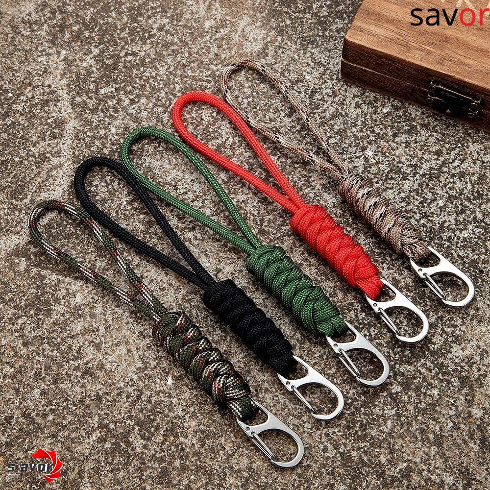 CHROM พวงกุญแจ Paracord แฮนด์เมด Snake Knot เชือกร่มถัก พร้อมหัวเข็มขัดโลหะ ใช้เป็นข้อมือเชือกถักหรือพวงกุญแจ